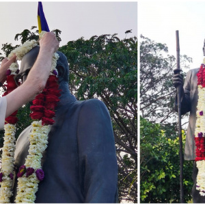 Garlanding Dr. Ambedkar’s statue at Nagaloka