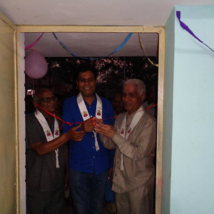 Inauguration by cutting ribbon.